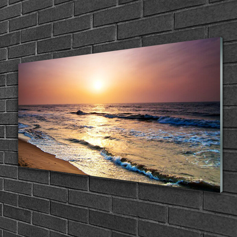 Glass Print Wall Art 100X50cm Image Printed On Glass Decorative Wall Picture Behind Toughened / Tempered Safety Real Glass For Kitchen & Living Room Theme: Sea Landscape
