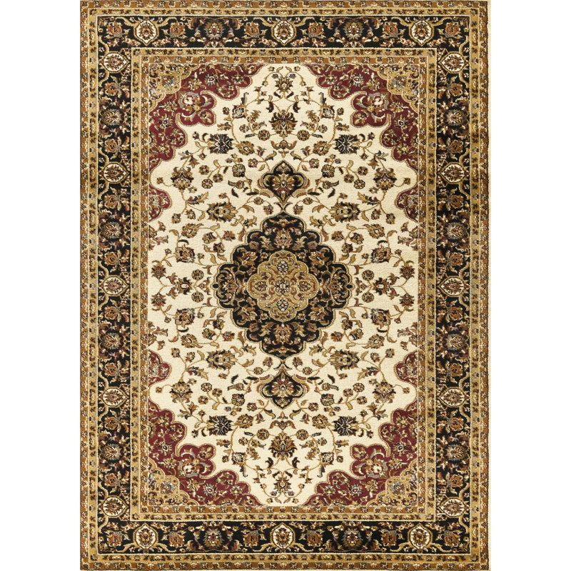 Tapis crème au design classique, 94 po Polypropylène de 7 pi 10 x 3 po, matériau de réglage