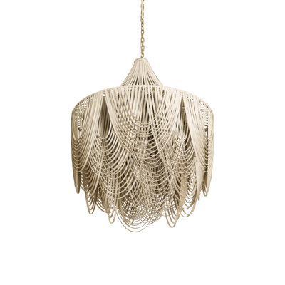 Large Leather Fringe Chandelier w/ Crown