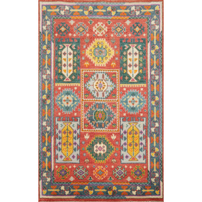 Tapis oriental indien fait à la main Kazak 4 x 6