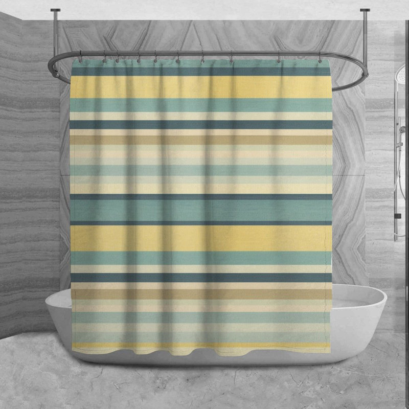 Rideau de douche à rayures Lazor, H 93 po x l 70 po, Bleu/jaune