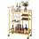 Chariot de service à 3 niveaux avec plateau en verre, chariot à boissons avec support à vin et porte-verre