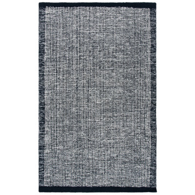 Tapis en laine / coton touffeté à la main Metro en ivoire / noir