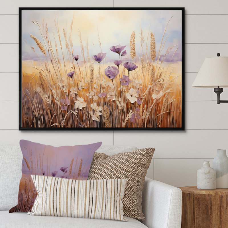 Minimalisme prairie magique IV sur toile, Cadre flottant noir, H 24 po x l 32 po x P 1 po