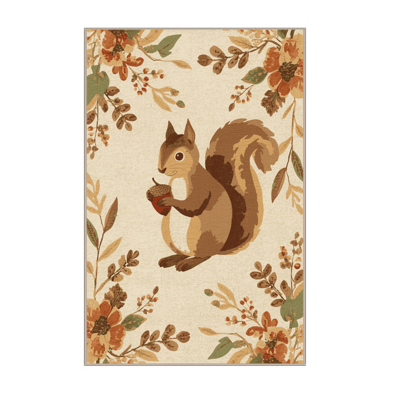 Tapis abstrait moderne et contemporain lavable à la machine Merrionette Halloween - reliure beige, 5 x 8