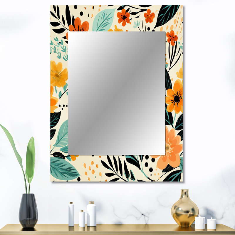 Miroir décoratif, miroir mural victorien, impression d'art en métal, 32 po x 24 po, Benazir tribal fusion marbre 1