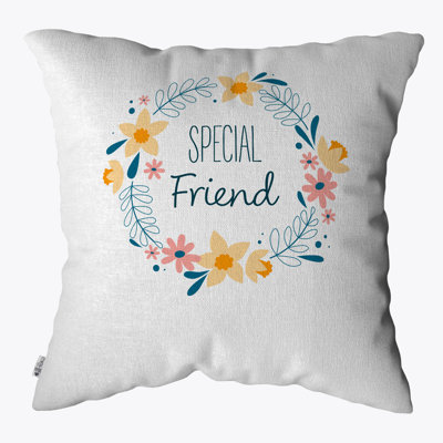 Floral White Square Throw Pillow Cover
