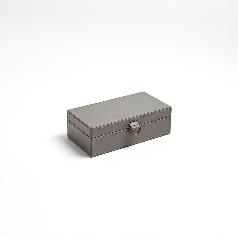 Boîte à bagues en cuir marbré, gris, H 3,25 po x l 5,75 po x P 10 po