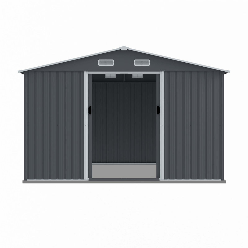 Outdoor Storage Shed 8 x 10 FT Large Metal Tool Sheds, Heavy Duty Storage House with Sliding Doors with Air Vent for Backyard Patio Lawn to Store Bikes, Tools, Lawnmowers