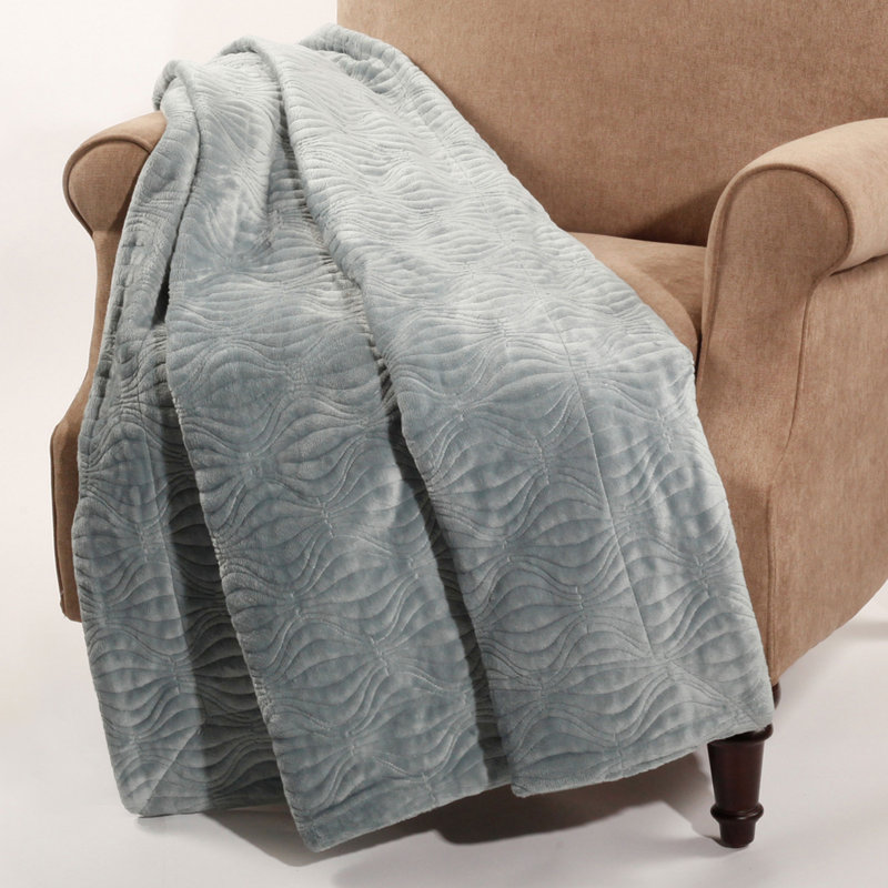Quilted Throw Blanket, Silver Blue