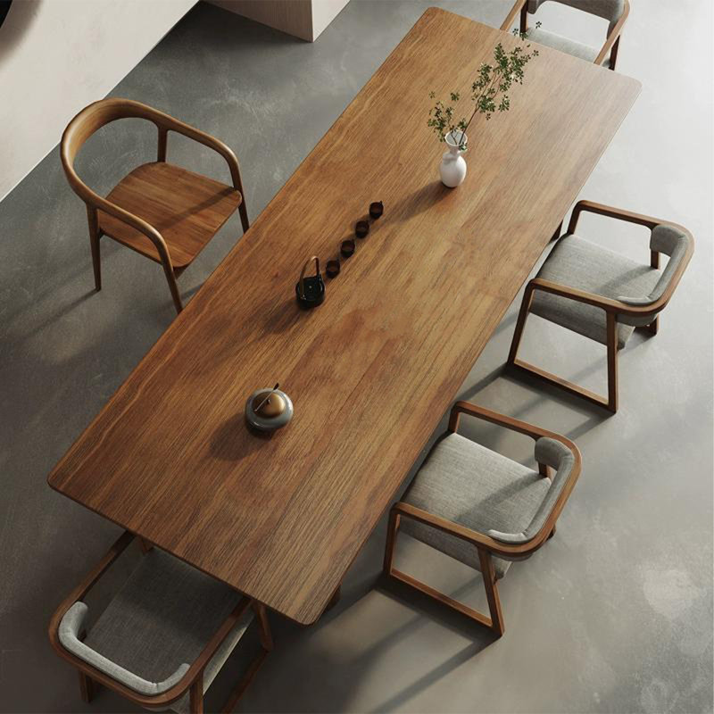 Table de salle à manger rectangulaire en bois massif brun, H 29,53 po x L 94,49 po x l 39,37 po