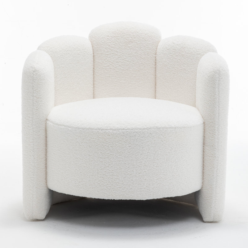 Sherpa Upholstered Barrel Chair, White