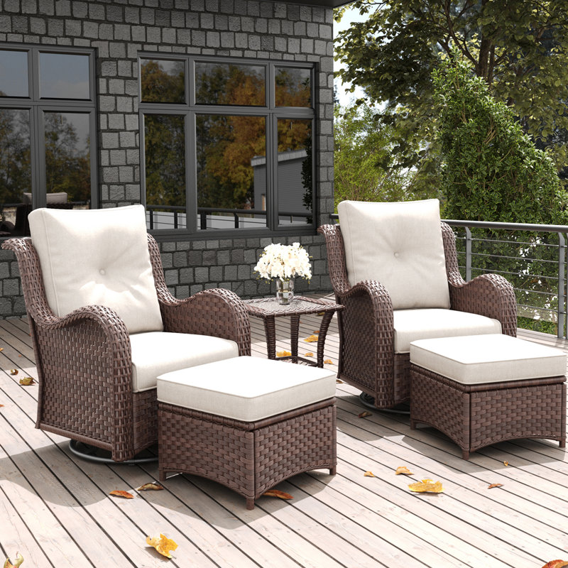 Metal Outdoor Glider, Beige, Brown