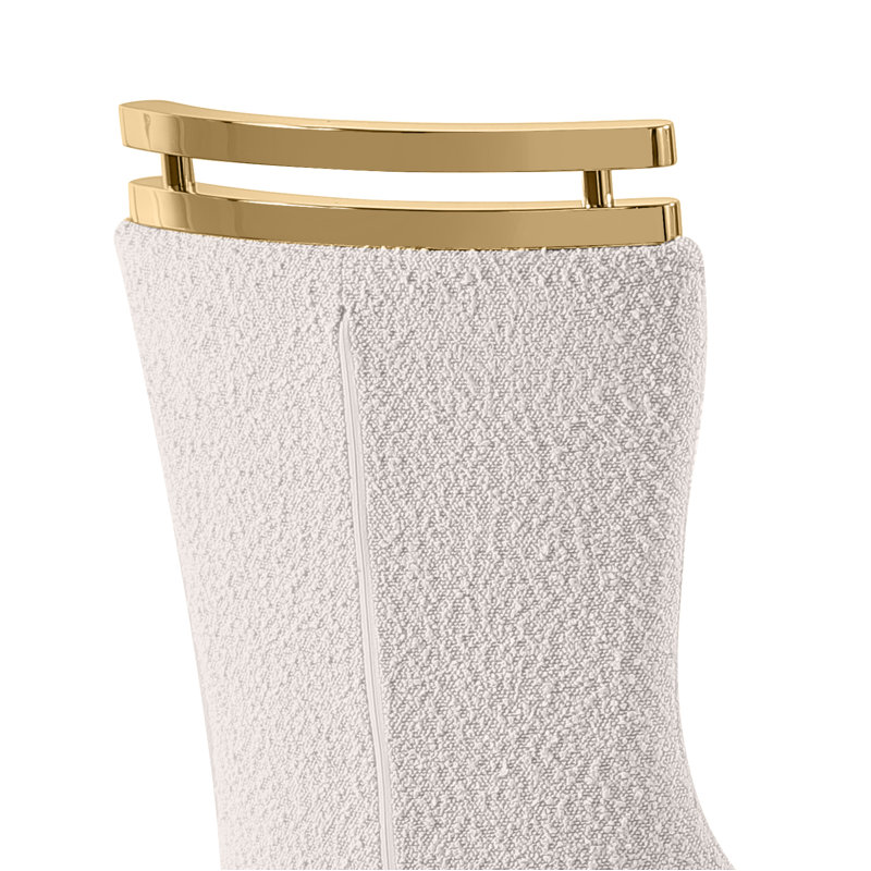 Boucle Dining Chairs With Polished Chrome Frame, Cream, Gold