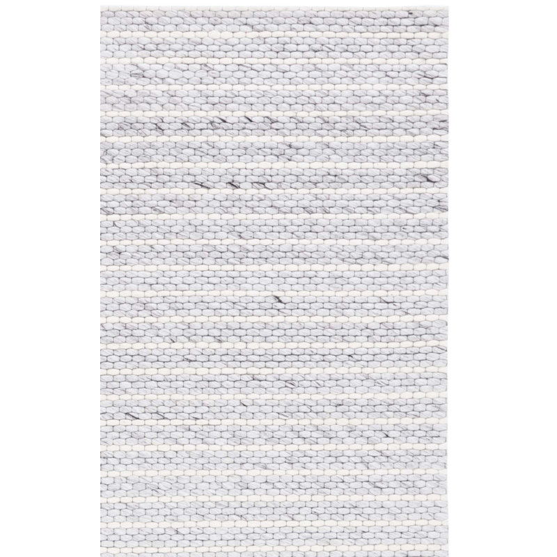 Tapis tissé à plat gris clair / ivoire, Rectangulaire 3 pi x 5 pi