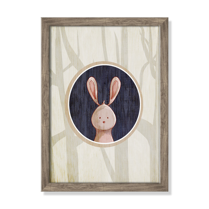 «Juvenile Forest Animals», impression sur papier, H 14 po x l 10 po x P 1,18 po, Encadré de boîte de grange gris