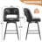 Set Of 2 Modern Leather Bar Stools With Curved Back And Metal Frame For Kitchen Island Bar Dining Area In Black-938882548