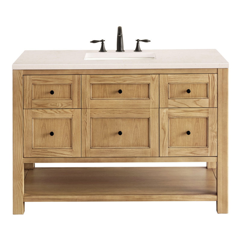 Breckenridge 48'' W Single Vanity, White Zeus, 8" Widespread, Light Natural Oak