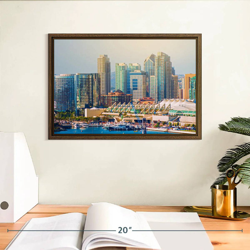 Ville de San Diego, 13 po x 9 po, Cadre flottant noyer