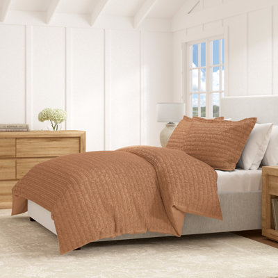 100% Cotton Honeycomb Waffle Textured Duvet Cover with Pillow Shams