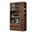 Armoire de cuisine avec étagère de rangement coulissante multifonctionnelle, étagère latérale à 4 niveaux, 2 tiroirs, avec porte vitrée, cloche à nourriture autoportante avec support pour micro-ondes