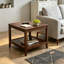 Table de bout carrée en bois massif à 2 niveaux avec rangement, table d'appoint multifonctionnelle en bois, petite table basse pour le bureau à domicile du salon, bois massif robuste facile à assembler