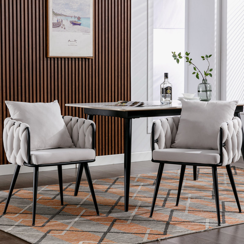 Fauteuil en velours de 22,83 po de large Paiden, Velours ivoire pur
