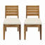 Chaise de salle à manger d'extérieur sans accoudoirs en bois d'acacia avec coussins (ensemble de 2)-1135670098