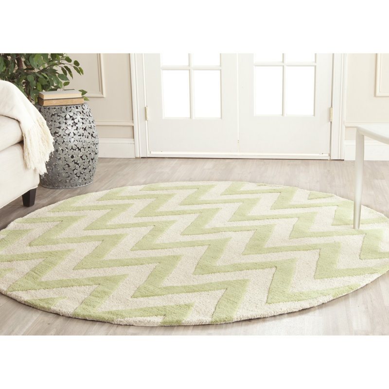 Sanyla Hand Tufted Wool Chevron Rug, Round 6'