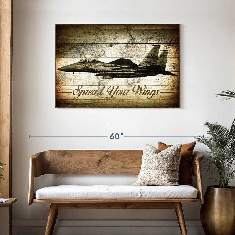 Citation de voyage en bois, 43 po x 29 po, Cadre flottant noyer