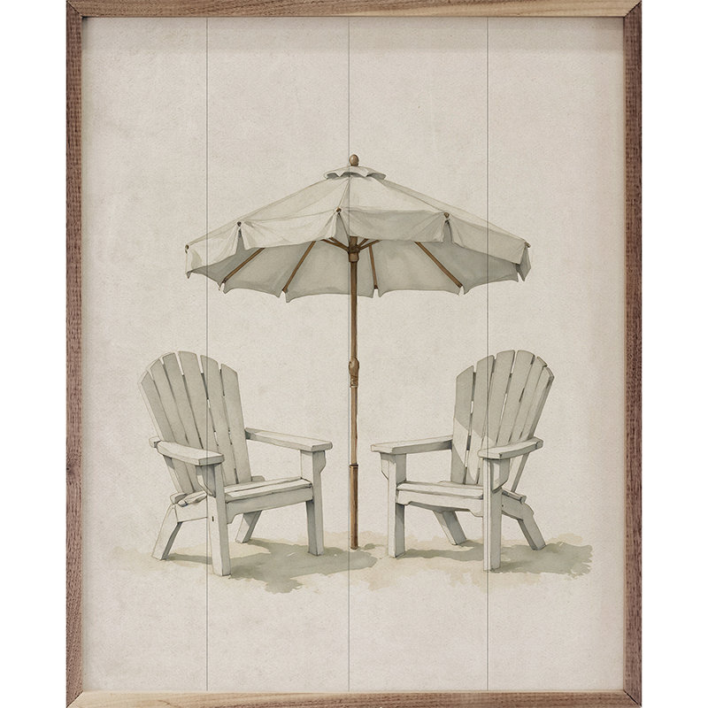 Deux chaises et un parasol, H 10 po x l 8 po