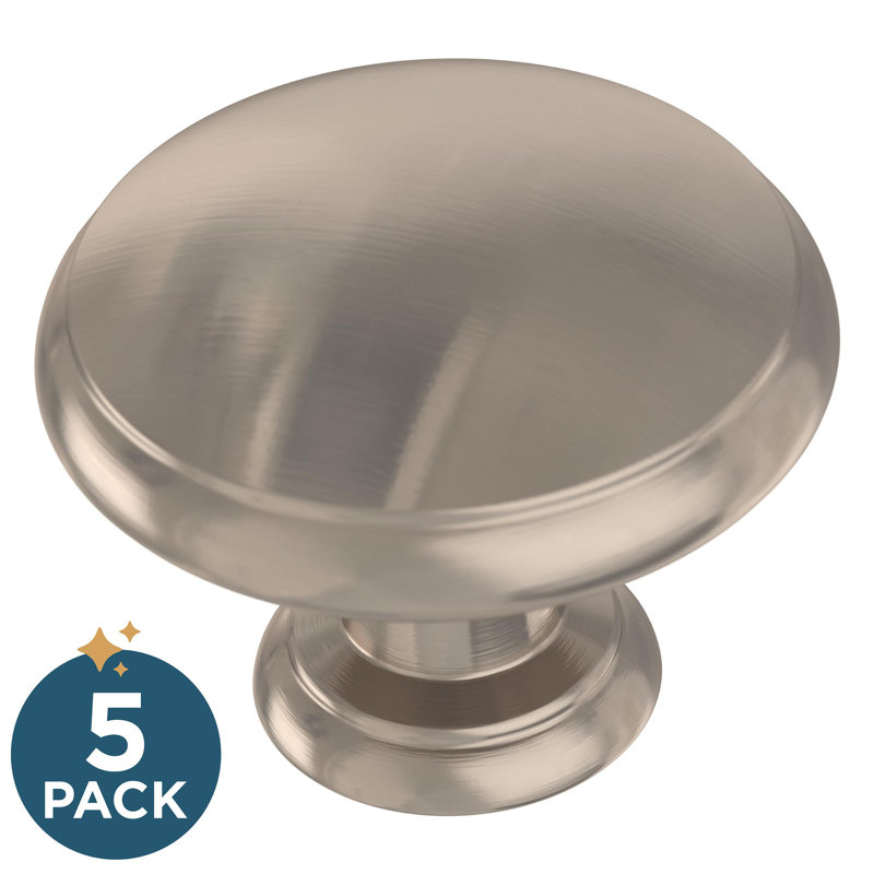 Brushed Nickel Round Cabinet Knob Set with Mounting Hardware