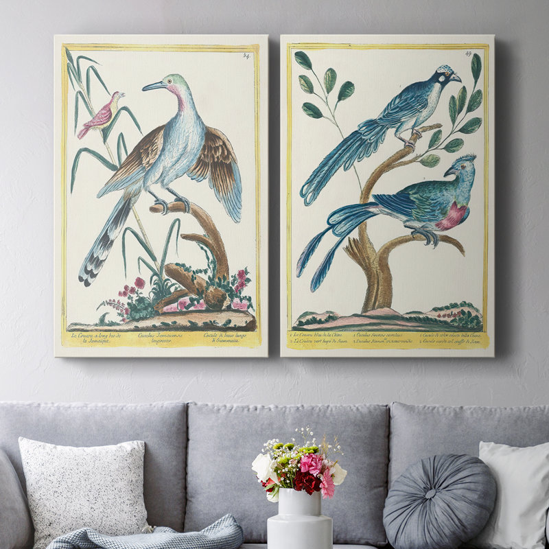 Toile tendue avec châssis V-Premium Pastel Birds, H 60 po x l 40 po