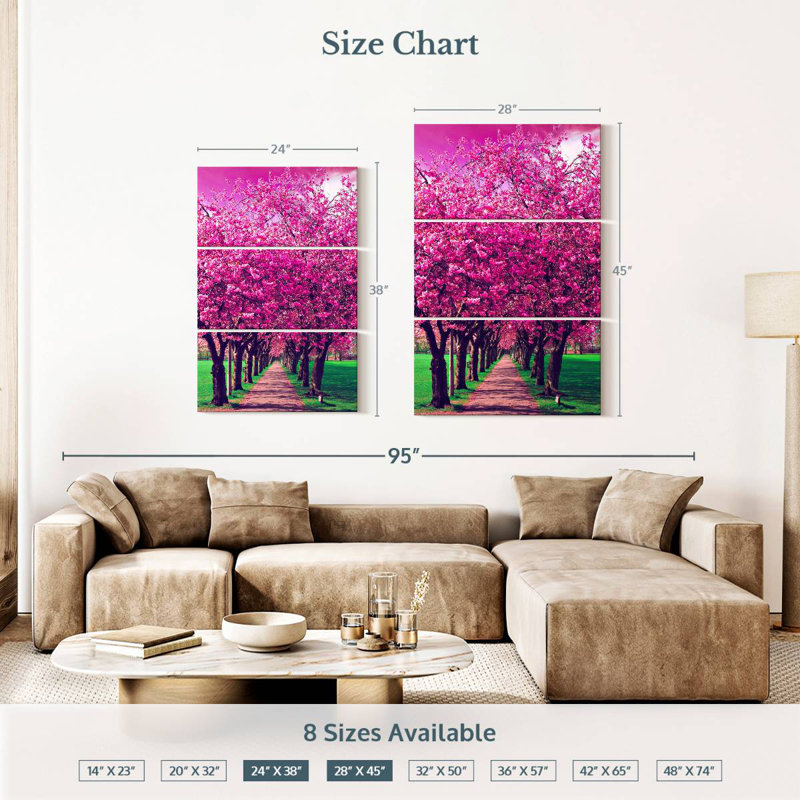 Harnek Pink Plum Trees, 38" H x 24" W