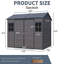 Remise imperméable 8 x 6 pi avec plancher et deux fenêtres