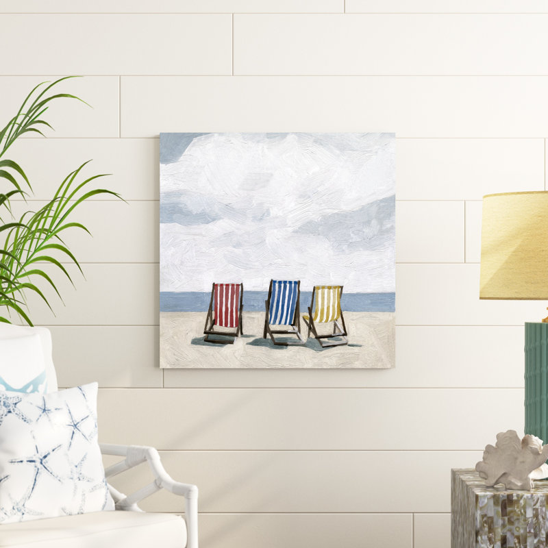 Beach Trip II, H 30 po x l 30 po, Non, Toile avec cadre argenté
