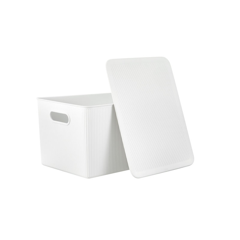 Bac de rangement avec couvercle assorti, Blanc