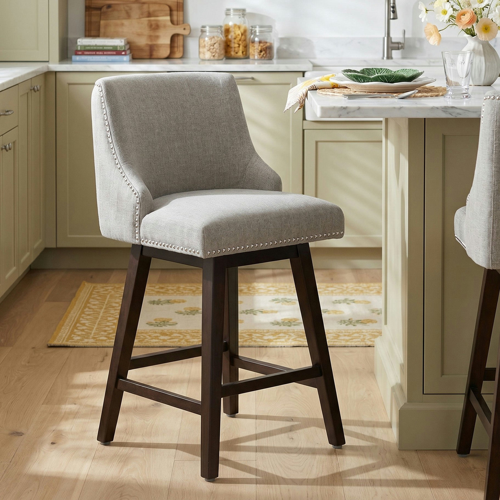 Orbay 26" Swivel Bar Stool, Nathan Ginger Tweed