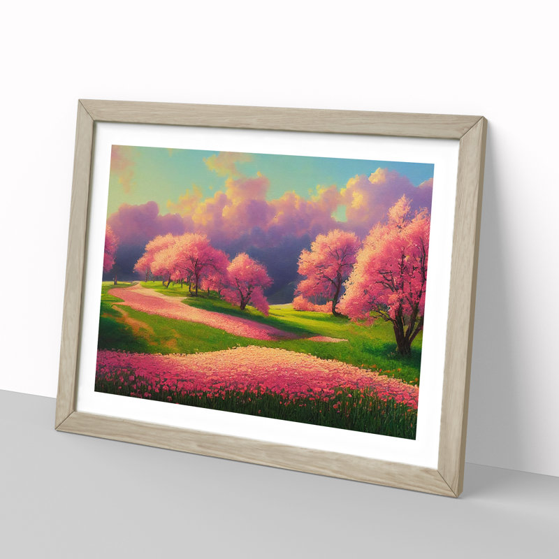 Spring Meadow Landscape Vol.3 - Single Picture Frame Print, Oak, 46cm H x 64cm W x 2cm D
