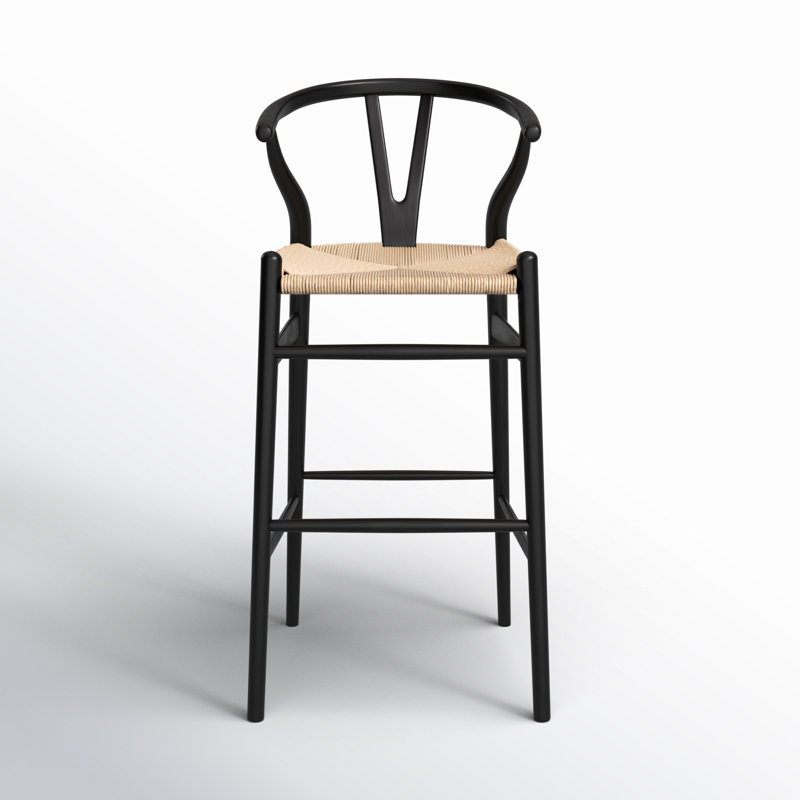 Fairbanks Solid Wood Bar/Counter Stool, Black, Bar Stool (30.3" Seat Height), Natural