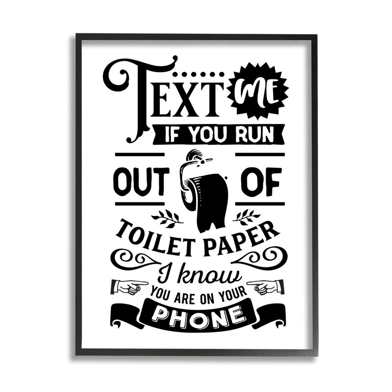 Texte pour papier de toilette, Giclée encadrée noir minuit, L 11 po x H 14 po
