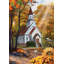 Drapeau de maison Autumn Church Sunset 28x40