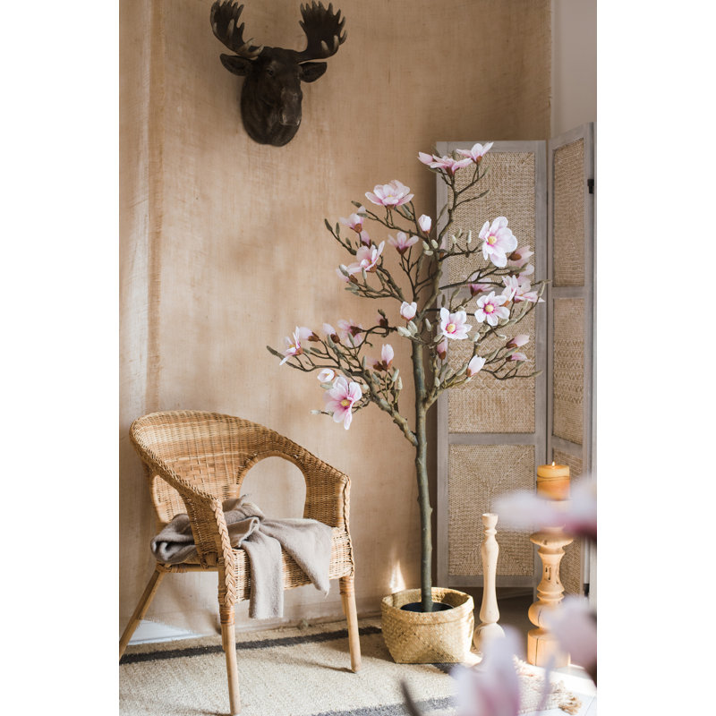Arbre à fleurs artificiel en pot magnolia, H 47,2 po x l 27,5 po x P 5 po