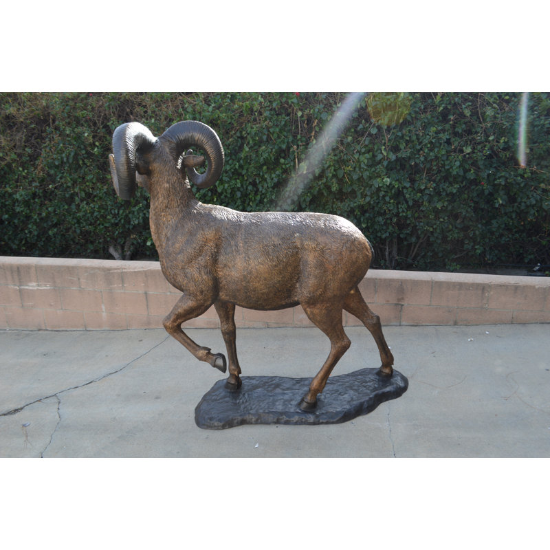 Majestic Bronze Big Horn Sheep Garden Statue, 61" Tall