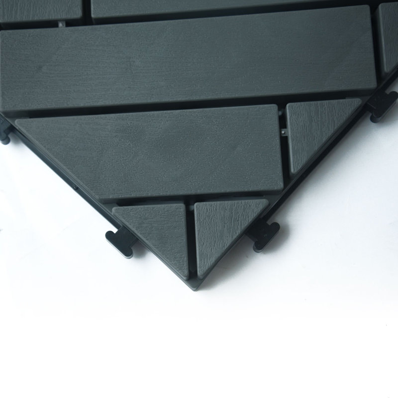 Deck Tiles 11.81'' L x 11.81'' W Plastic Interlocking Deck Tile, Charcoal Gray