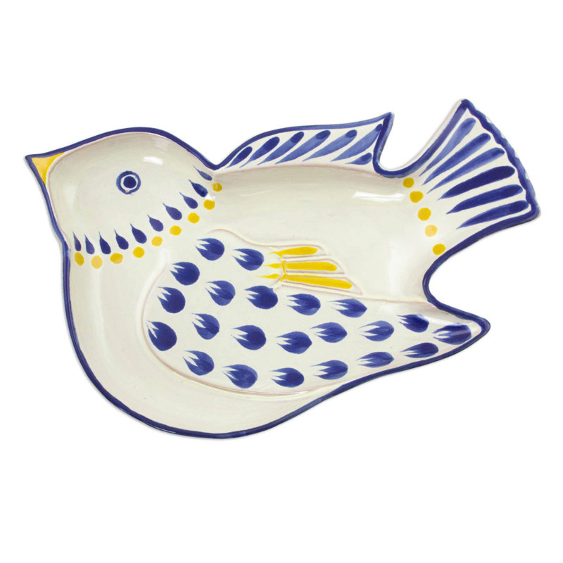 Plateau majolica songbird à oreilles Elivra