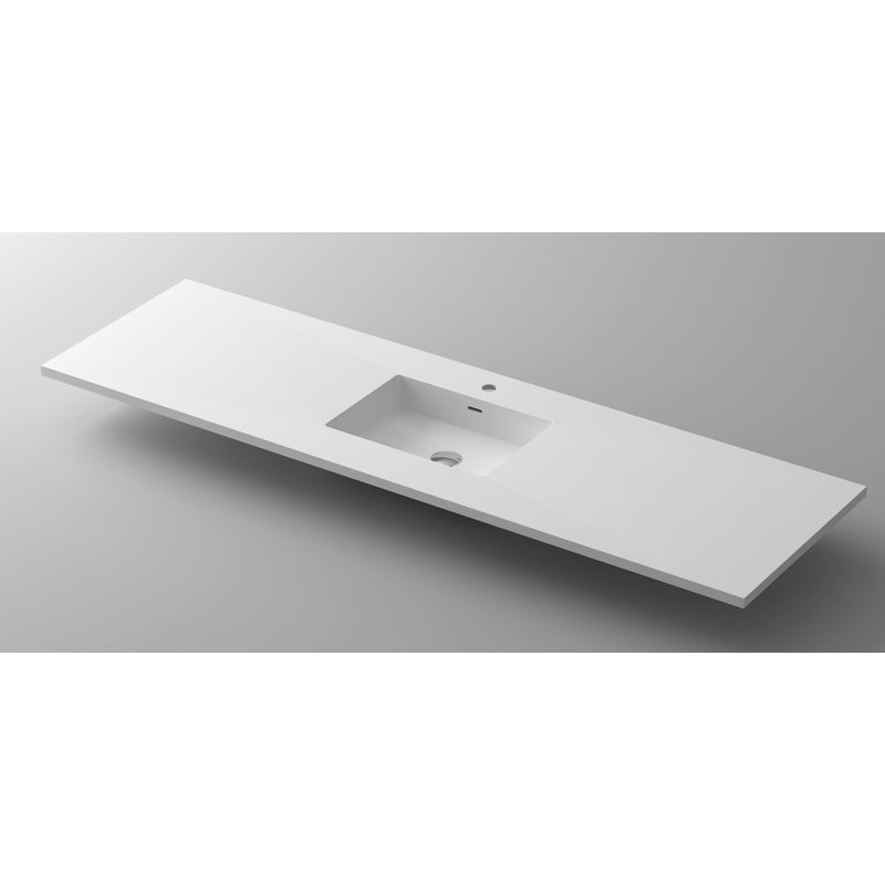 66" Matte White Solid Surface Single Sink Vanity Top
