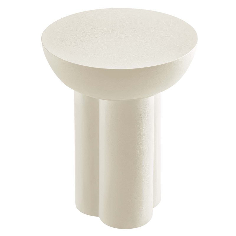 Caspian Round White Concrete and MDF Side Table