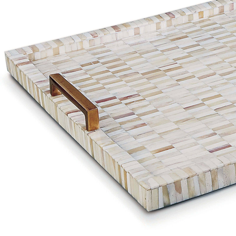 Multi-Tone Bone and Brass Rectangular Serving Tray