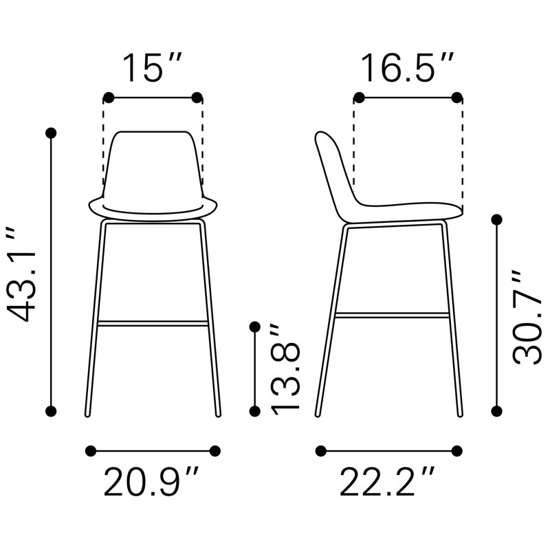 Byron Barstool White, White, Barstool (30.70" Seat Height)